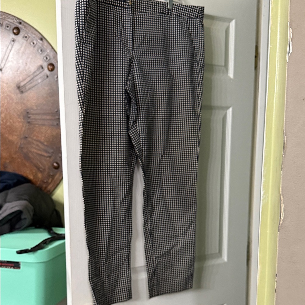 MICHAEL Michael Kors Navy Blue and White Patterned Dress Pants